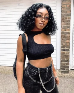 Rebellious Fashion Black Rib Knit High Neck Cut Out Crop Top - Lucey