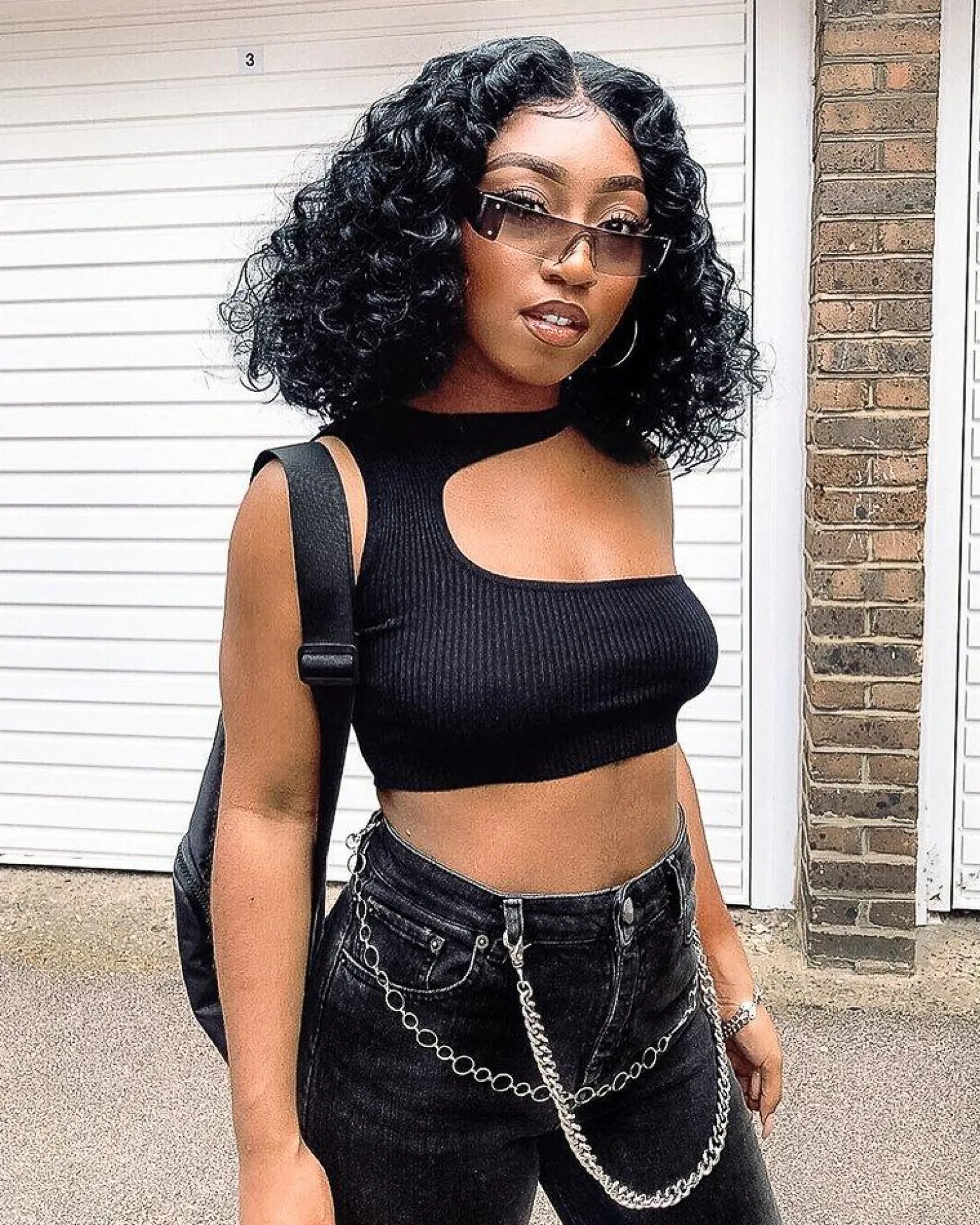 Rebellious Fashion Black Rib Knit High Neck Cut Out Crop Top - Lucey