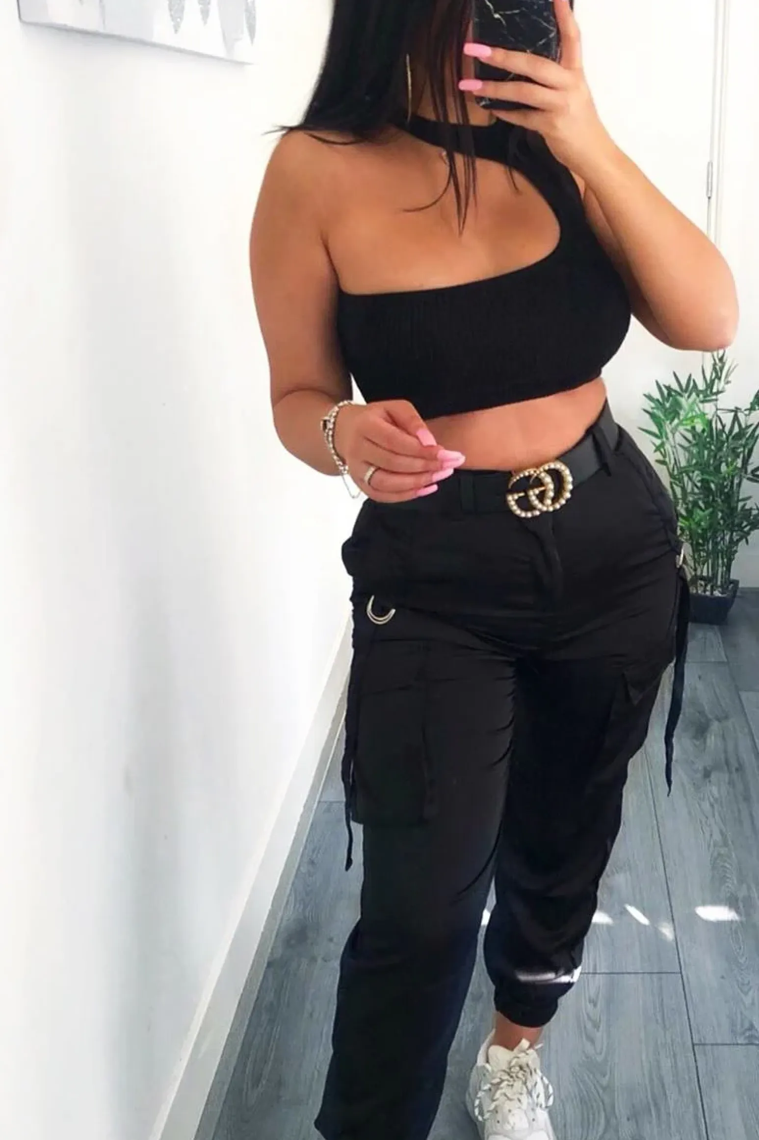Rebellious Fashion Black Rib Knit High Neck Cut Out Crop Top - Lucey