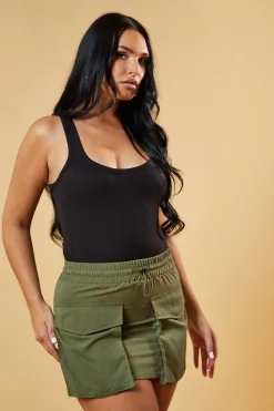Rebellious Fashion Black Rib Knit Racer Back Bodysuit - Polina