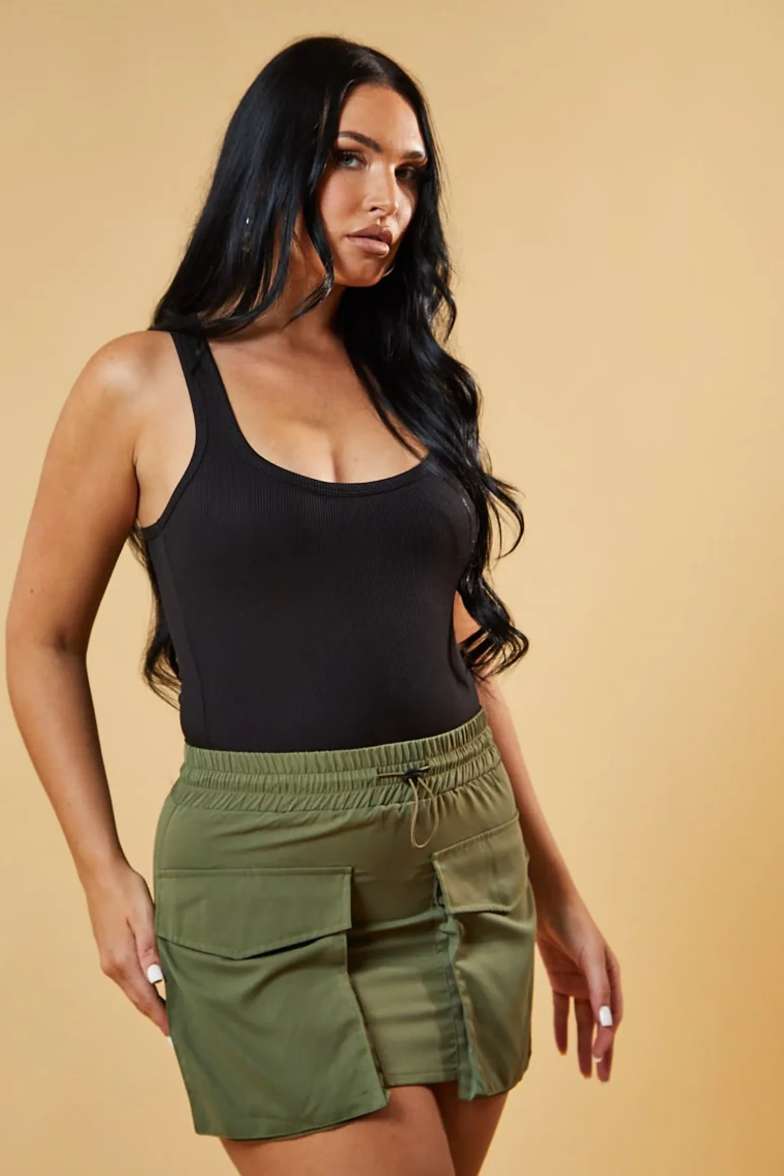 Rebellious Fashion Black Rib Knit Racer Back Bodysuit - Polina