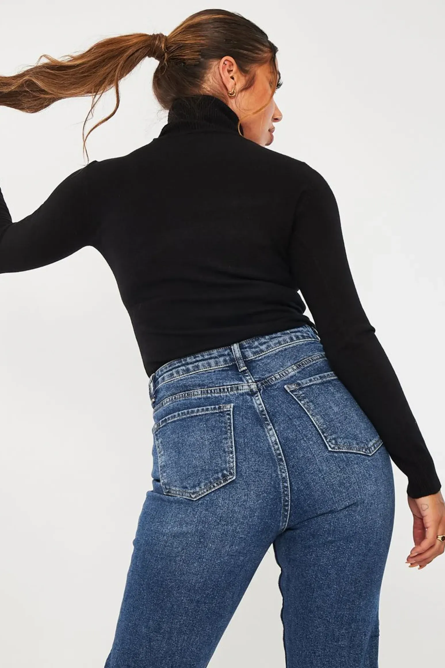 Rebellious Fashion Black Roll Neck Slim Fit Knitted Jumper - Georgie