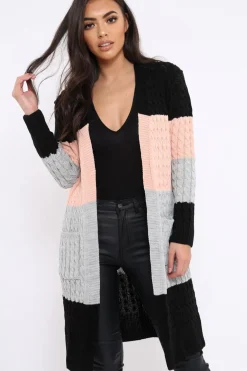 Rebellious Fashion Black Rose and Grey Striped Cardigan - Nellie