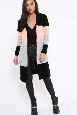 Rebellious Fashion Black Rose and Grey Striped Cardigan - Nellie