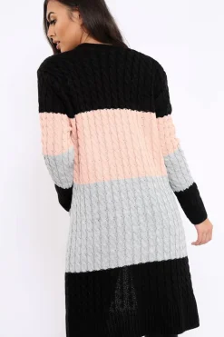 Rebellious Fashion Black Rose and Grey Striped Cardigan - Nellie