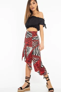Rebellious Fashion Black Ruched Bardot Gypsy Crop Top - Janette