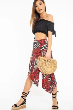 Rebellious Fashion Black Ruched Bardot Gypsy Crop Top - Janette