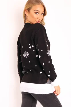 Rebellious Fashion Black Rudolph Merry Christmas Jumper - Kimmie