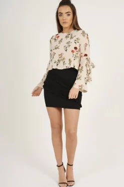 Rebellious Fashion Black Ruffle Bodycon Mini Skirt - Ricci