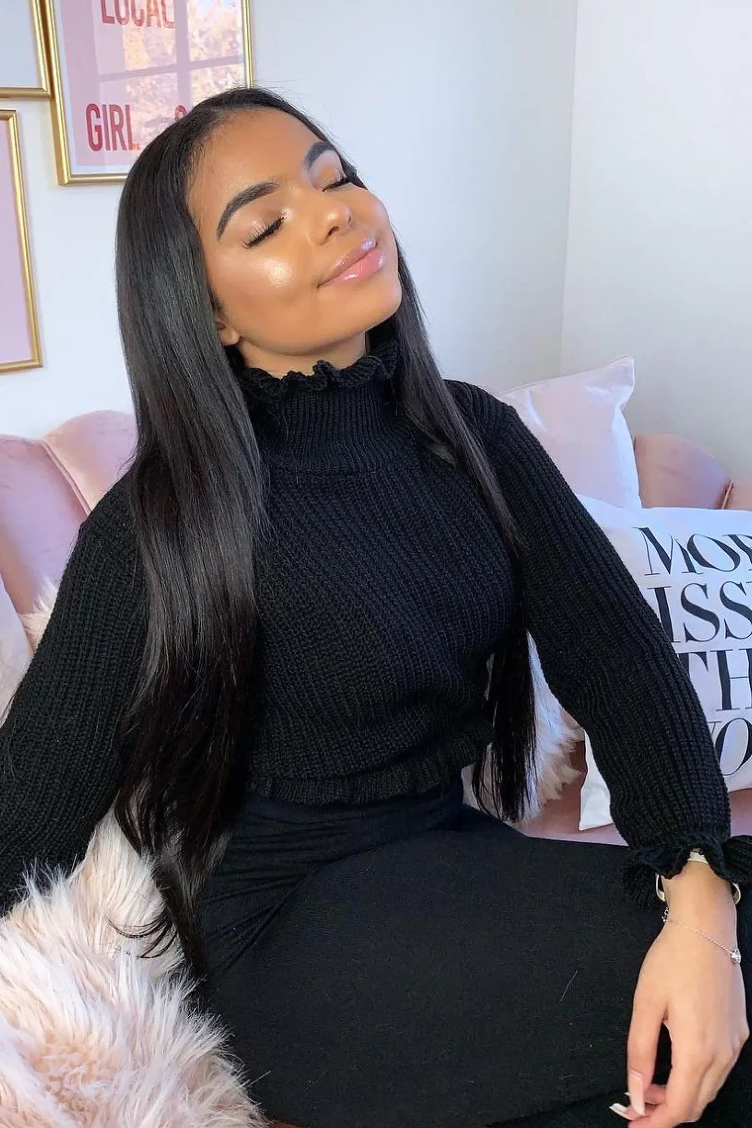 Rebellious Fashion Black Ruffle Hem Chunky Knit Crop Jumper - Alannah