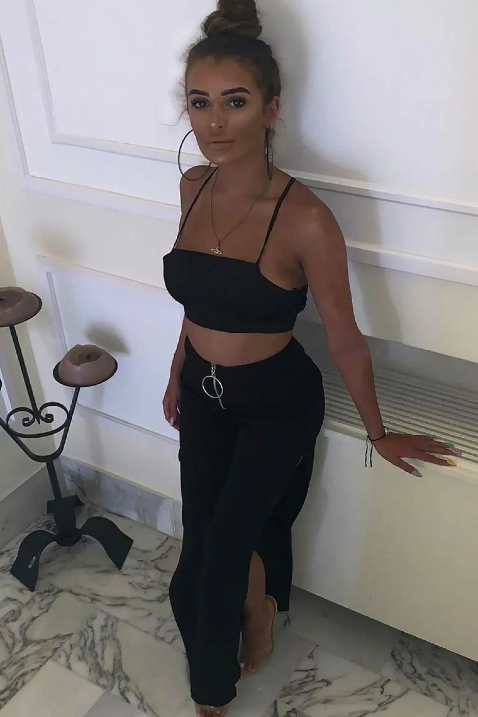 Rebellious Fashion Black Satin Bow Tie Back Crop Top - Jeylin