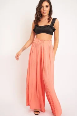 Rebellious Fashion Black Satin Frill Detail Cup Style Crop Top - Elani