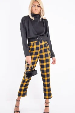 Rebellious Fashion Black Satin Shoulder Pad Shirred Waist Blouse - Farida