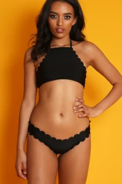 Rebellious Fashion Black Scalloped Bikini - Noell