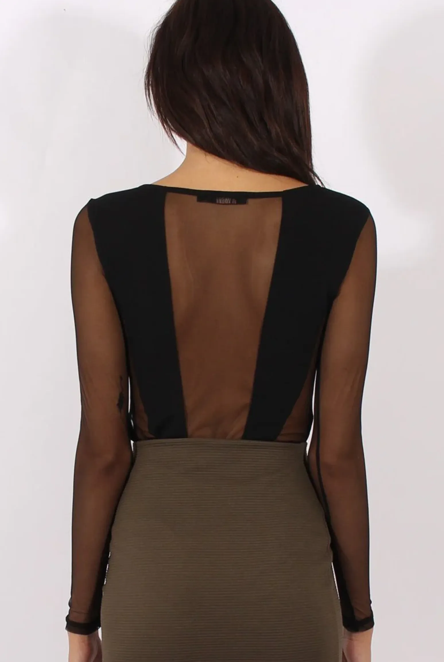 Rebellious Fashion Black Semi Sheer Bodysuit - Svana