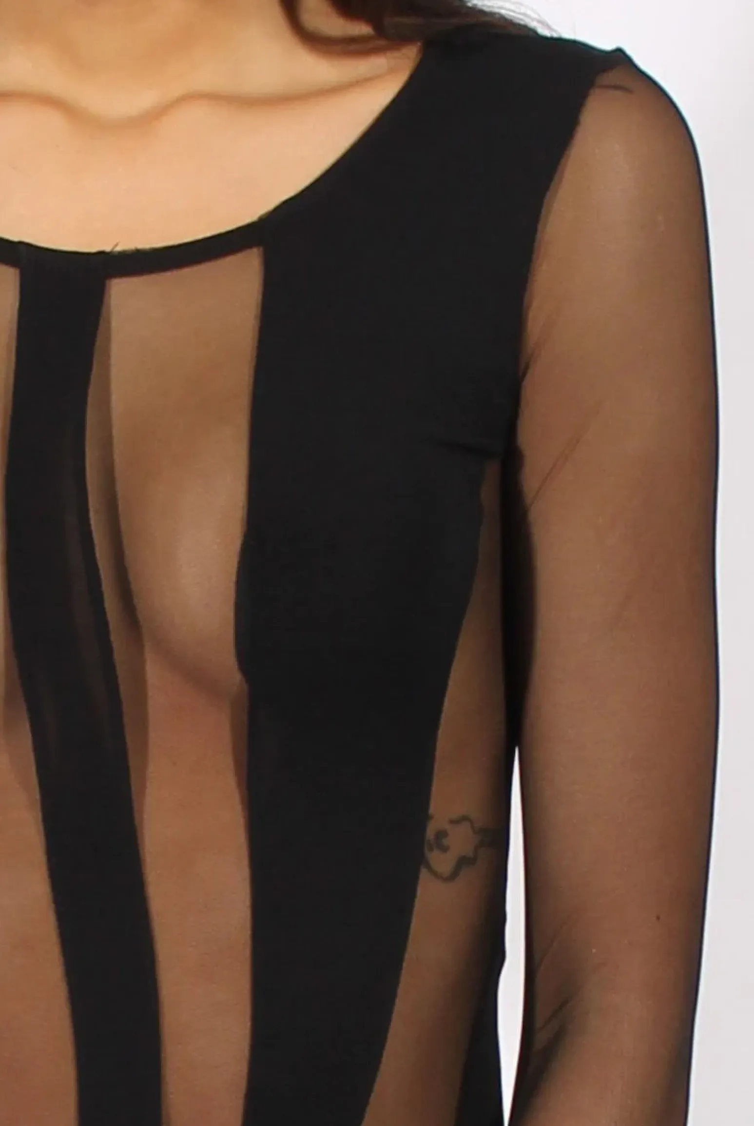 Rebellious Fashion Black Semi Sheer Bodysuit - Svana