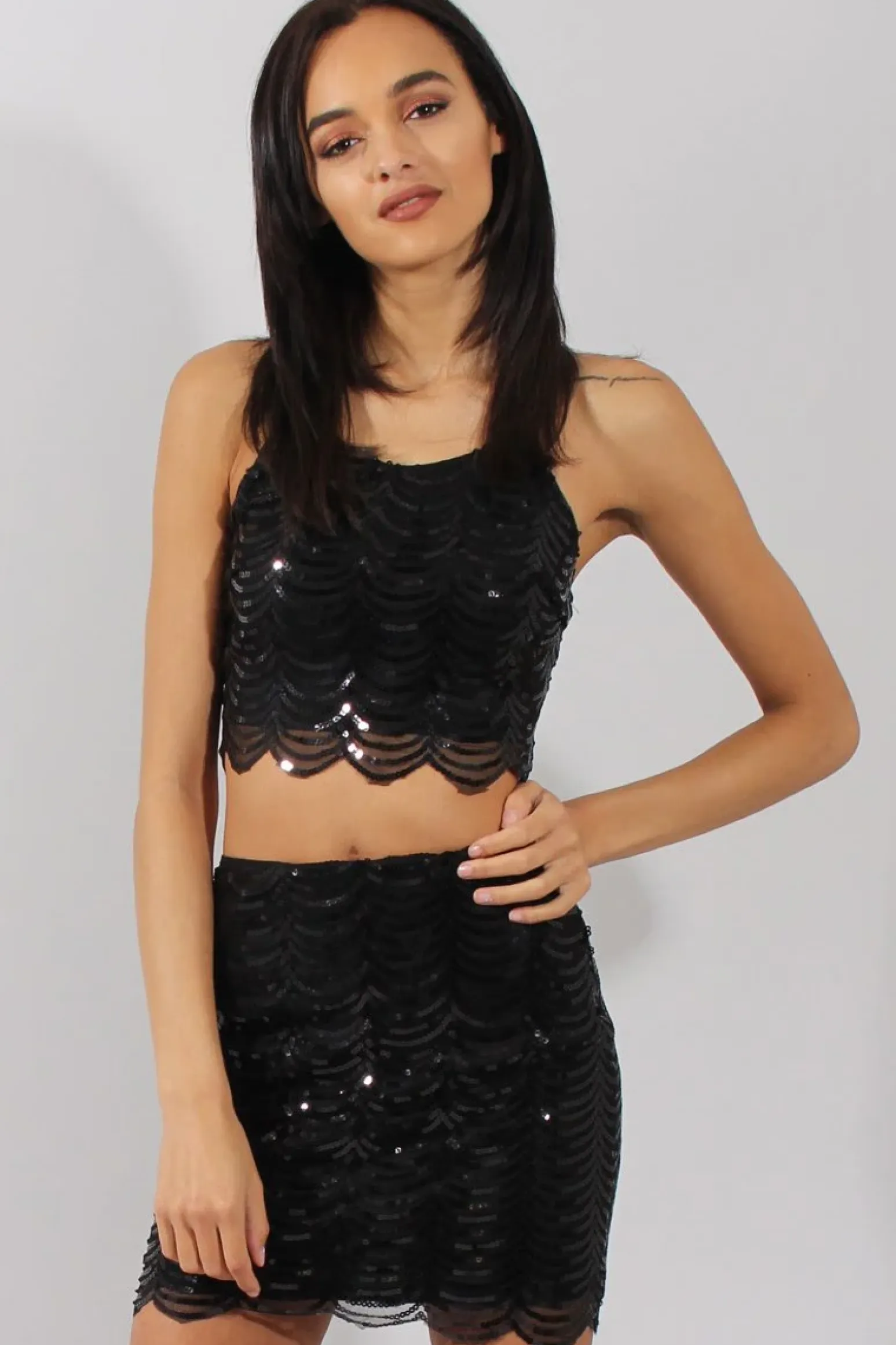 Rebellious Fashion Black Sequin Co-Ord- Jules