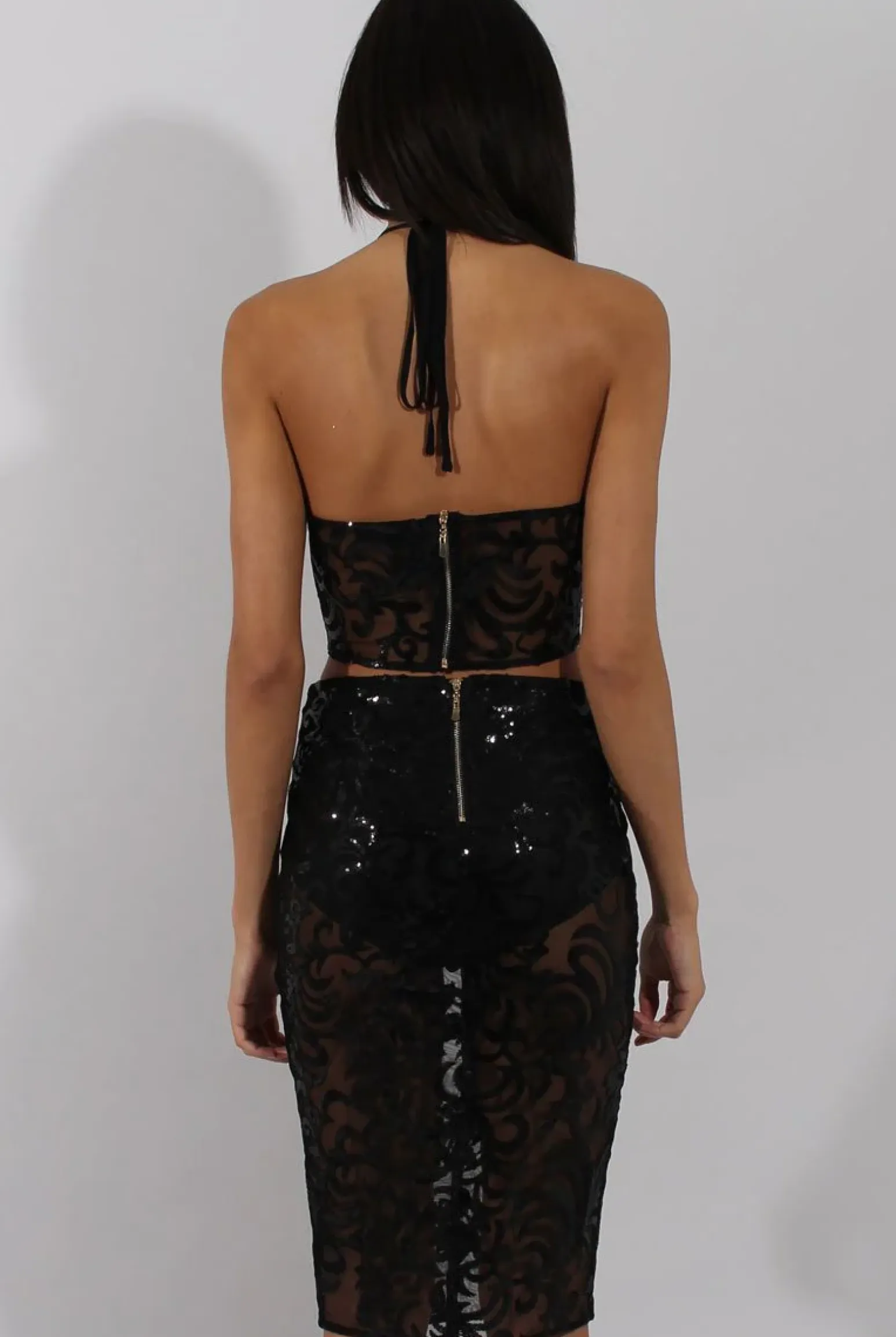 Rebellious Fashion Black Sequin Co-ord - Rihanna