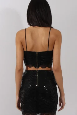 Rebellious Fashion Black Sequin Skirt - Milda