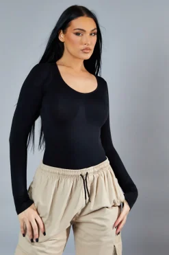 Rebellious Fashion Black Shapewear Long sleeve Bodysuit - Maha