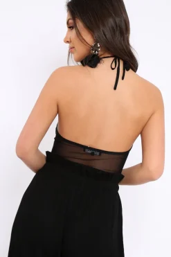 Rebellious Fashion Black Sheer Sequin Bodysuit - Cara