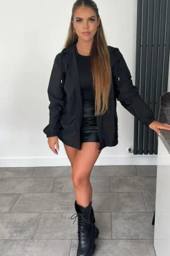 Rebellious Fashion Black Shell Zip Up Windbreaker - Ginnie