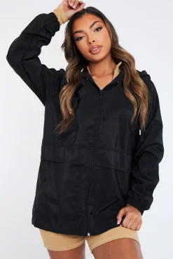 Rebellious Fashion Black Shell Zip Up Windbreaker - Ginnie