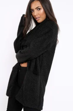 Rebellious Fashion Black Shimmery Cardigan - Nicky