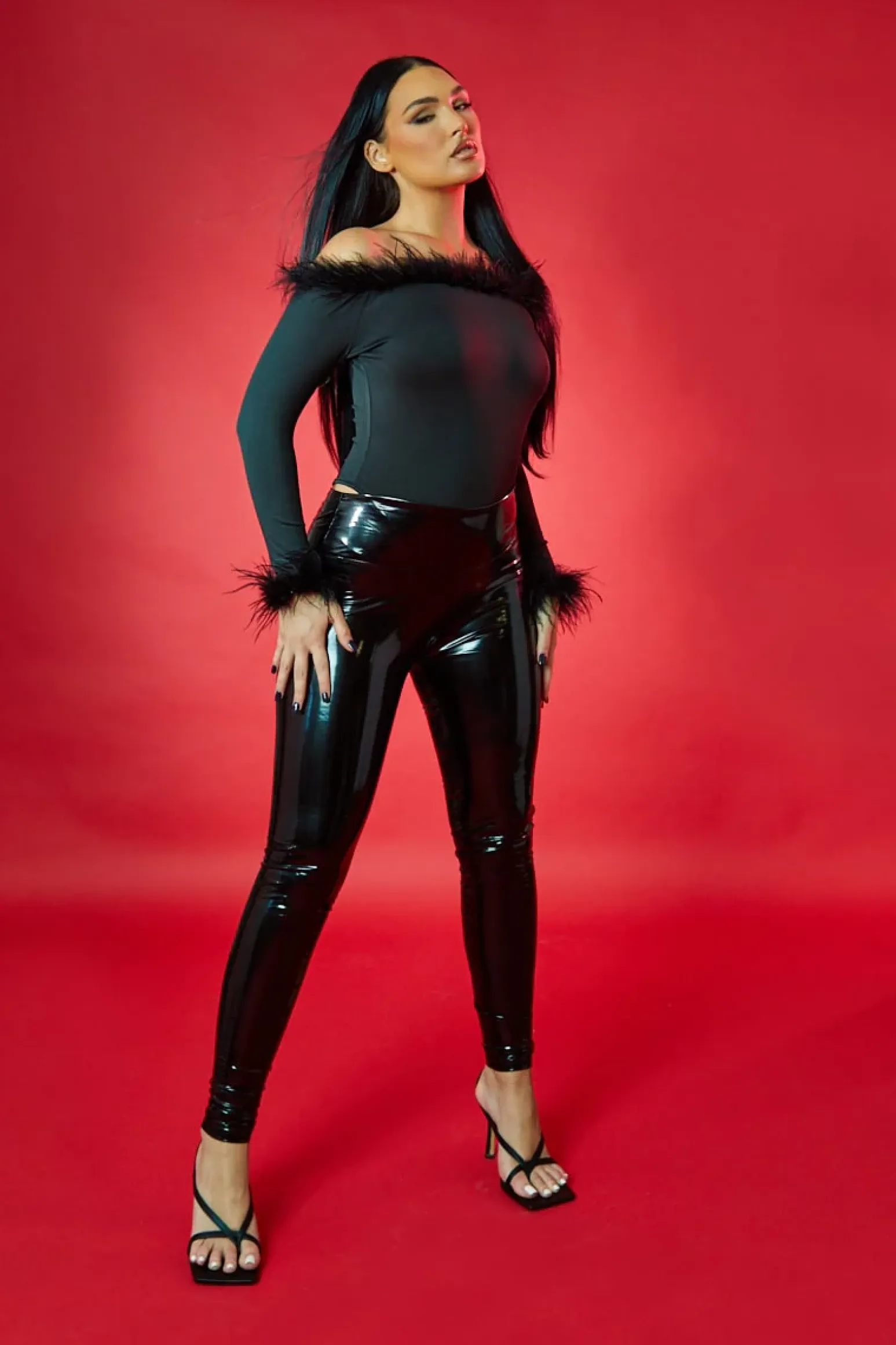 Rebellious Fashion Black Shiny Vinyl Pu Leggings - Kalai
