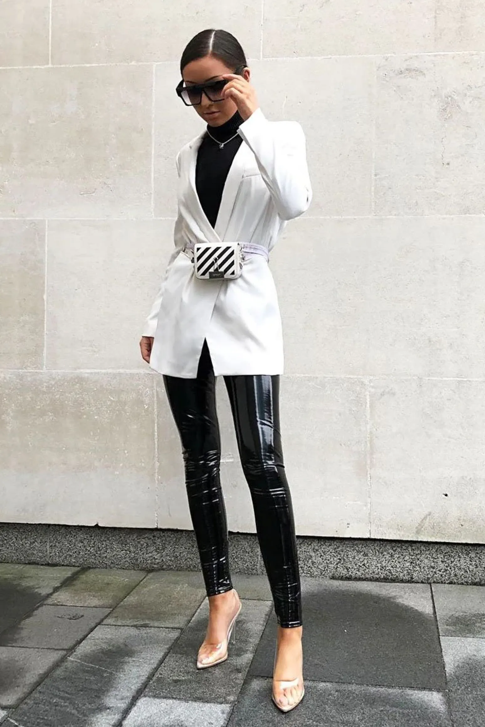 Rebellious Fashion Black Shiny Vinyl PU Leggings - Rio