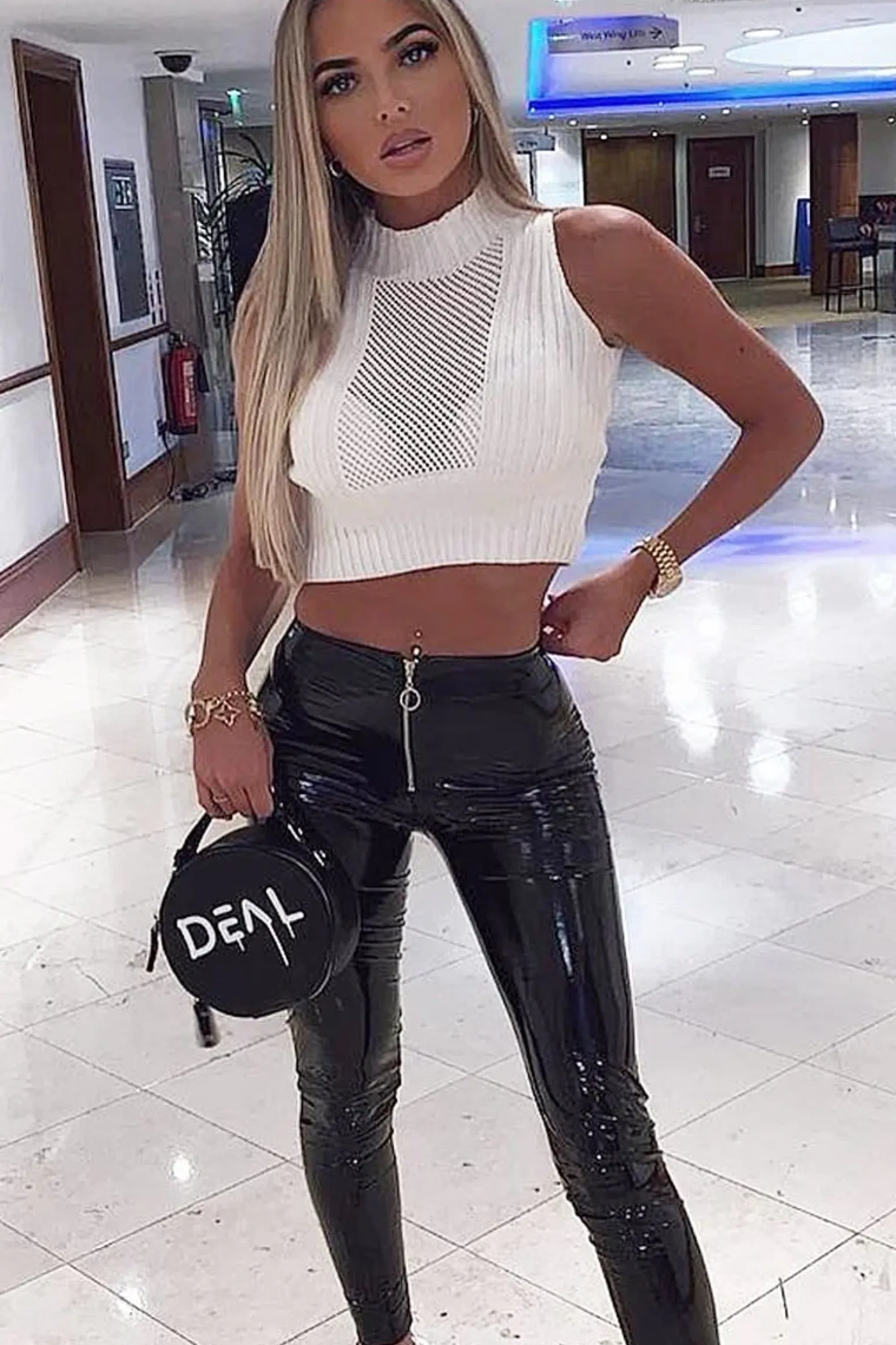 Rebellious Fashion Black Shiny Vinyl Zip Front Leggings - Bonnie