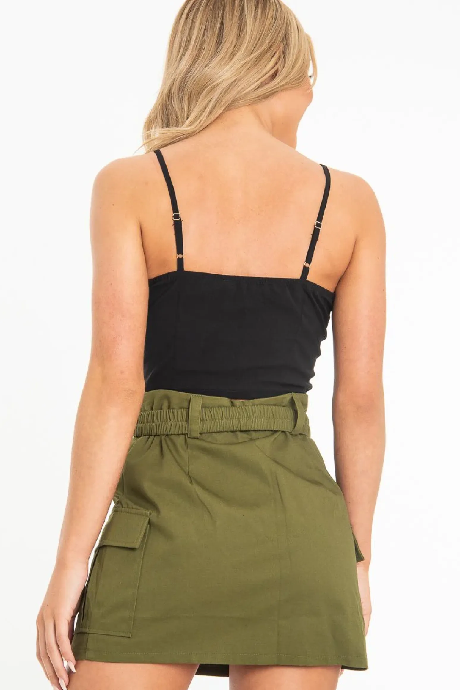 Rebellious Fashion Black Shirred Cup Sleeveless Crop Top - Divya