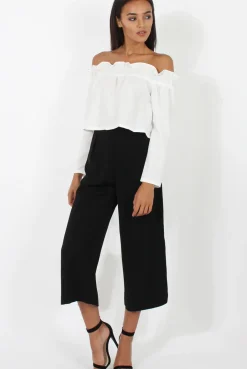Rebellious Fashion Black Side Slit Culottes - Odette