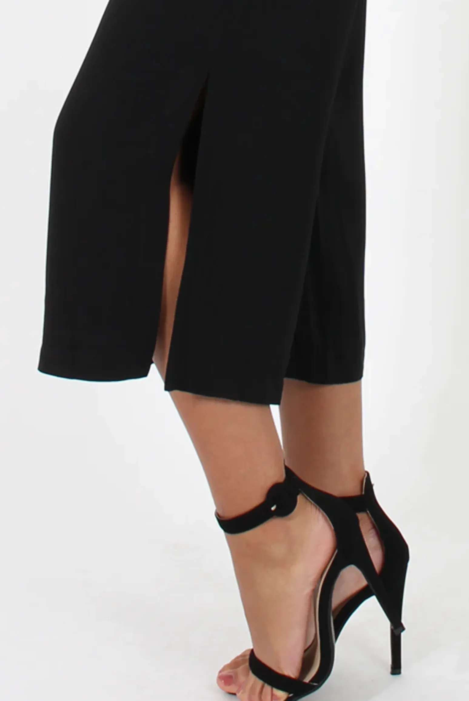 Rebellious Fashion Black Side Slit Culottes - Odette
