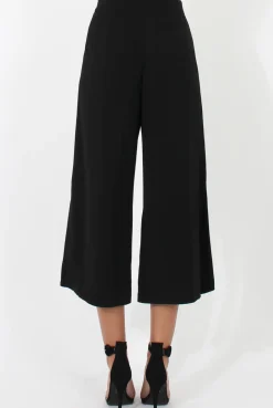 Rebellious Fashion Black Side Slit Culottes - Odette