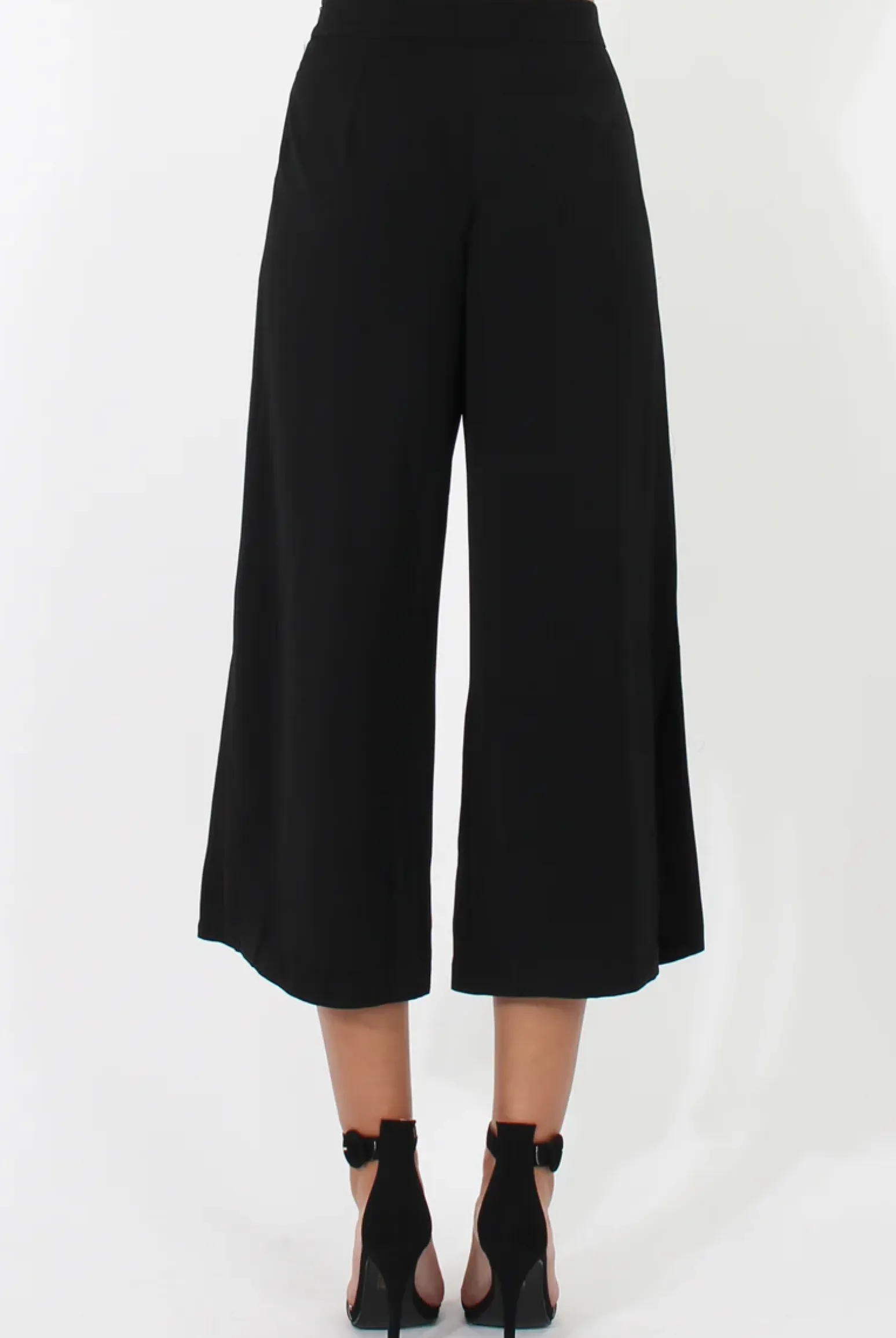 Rebellious Fashion Black Side Slit Culottes - Odette