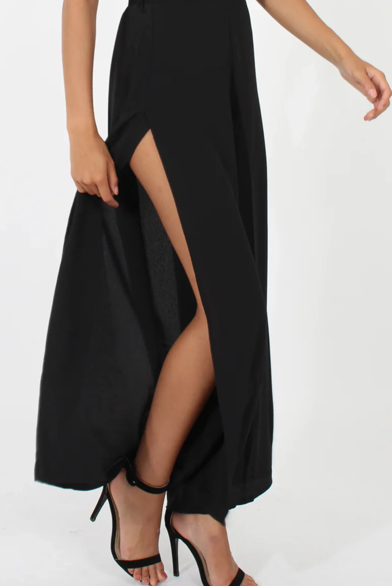 Rebellious Fashion Black Side Split Culottes - Aubrey