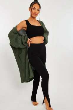 Rebellious Fashion Black Side Split Leggings - Oliviah