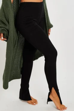 Rebellious Fashion Black Side Split Leggings - Oliviah
