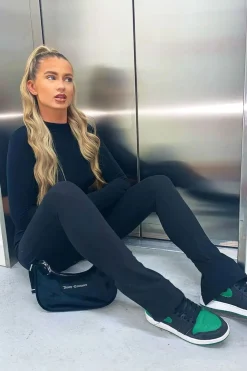 Rebellious Fashion Black Side Split Leggings - Oliviah