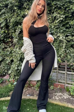 Rebellious Fashion Black Side Split Rib Trousers - Topaz