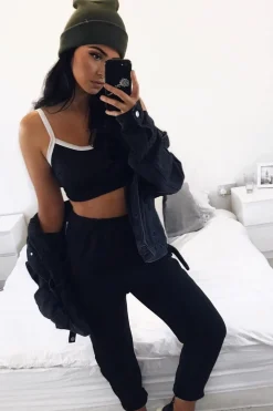 Rebellious Fashion Black Side Sportswear Stripe Loungewear Set - Tiffie