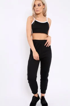 Rebellious Fashion Black Side Sportswear Stripe Loungewear Set - Tiffie