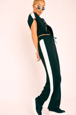 Rebellious Fashion Black Side Stripe Drawstring Top and Trousers Co-ord - Jadah