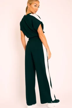 Rebellious Fashion Black Side Stripe Drawstring Top and Trousers Co-ord - Jadah