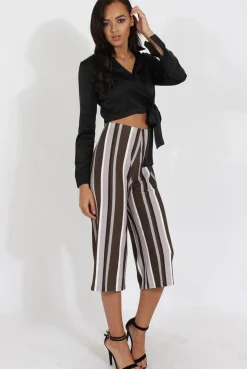 Rebellious Fashion Black Silk Wrap Crop Top - Danielle