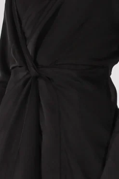 Rebellious Fashion Black Silky Front Twist Playsuit - Venus