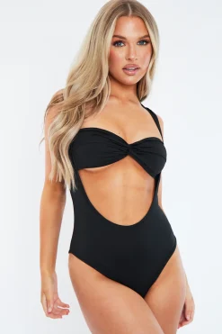 Rebellious Fashion Black Slinky Crossover Front Bodysuit - Hera