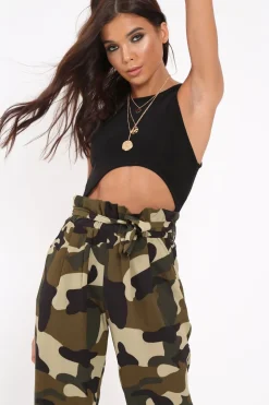 Rebellious Fashion Black Slinky Cut Out Middle Bodysuit - Jolissa