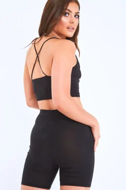 Rebellious Fashion Black Slinky Plunge Bralet - Bobbi